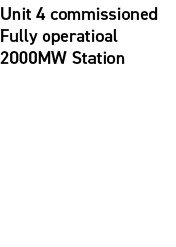 Unit 4 commissioned Fully operatioal 2000MW Station​ 