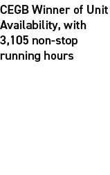 CEGB Winner of Unit Availability, with 3,105 non stop running hours ​ 