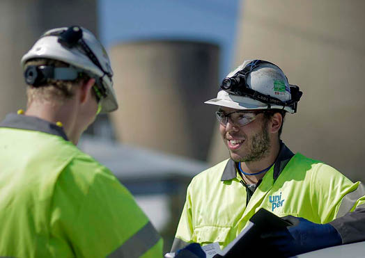 Ratcliffe Power Station. Employee / worker / colleague / PPE / site / cooling towers
