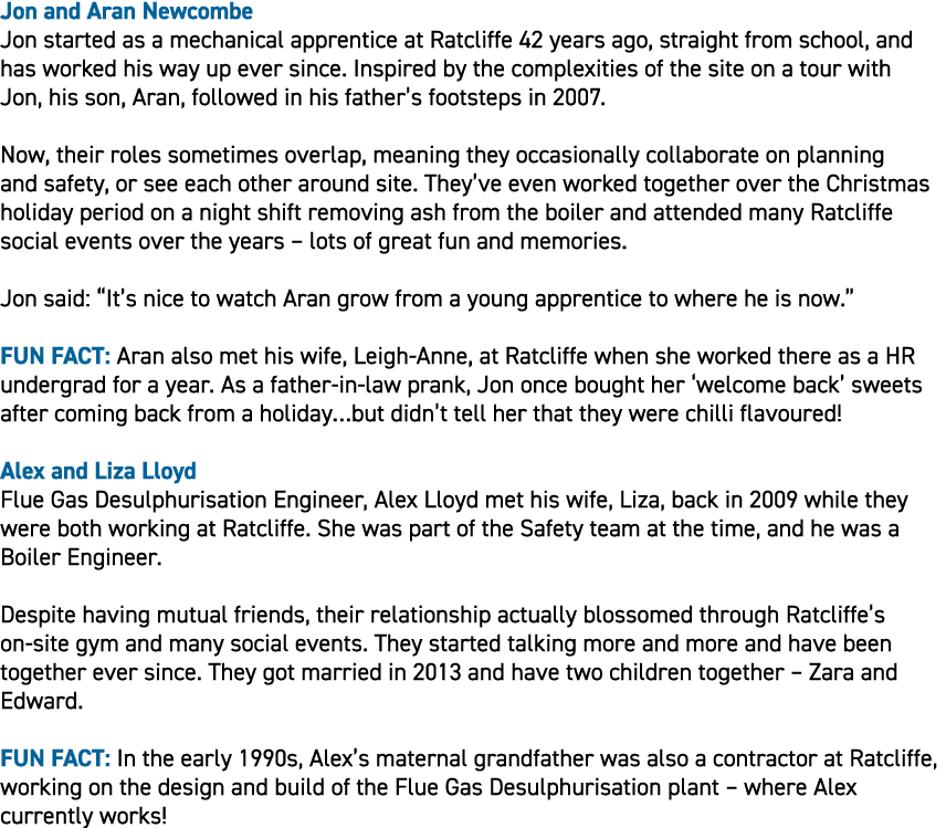 Jon and Aran Newcombe Jon started as a mechanical apprentice at Ratcliffe 42 years ago, straight from school, and has...