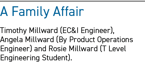 A family Affair Timothy Millward (EC&I Engineer), Angela Millward (By Product Operations Engineer) and Rosie Millward...