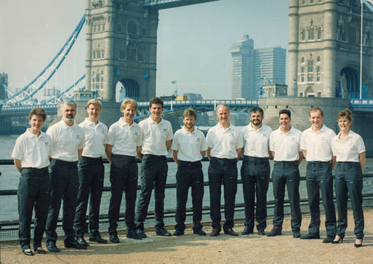 1990 Challengers Trophy. Powergen teams include Ratcliffe staff: Mike Knowles, Jill Lees, Jeff Archer, John Shelton-Smith, Peter Cresswell.