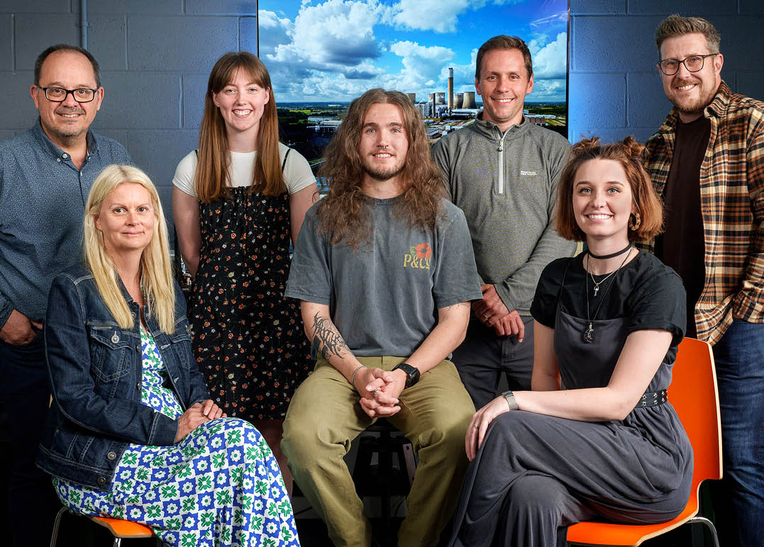 Page One Media team. L to R: Doug Marke, Abi Morrison, Emma Sargent, Tom Whitchurch, Luke Gale, Charlotte Slater, David Marsden.